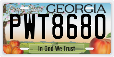 GA license plate PWT8680
