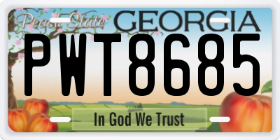 GA license plate PWT8685