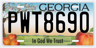 GA license plate PWT8690