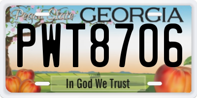 GA license plate PWT8706