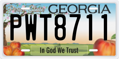 GA license plate PWT8711