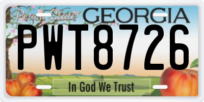 GA license plate PWT8726