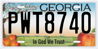 GA license plate PWT8740