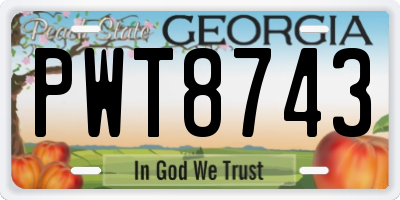 GA license plate PWT8743
