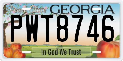 GA license plate PWT8746