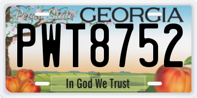 GA license plate PWT8752