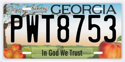 GA license plate PWT8753
