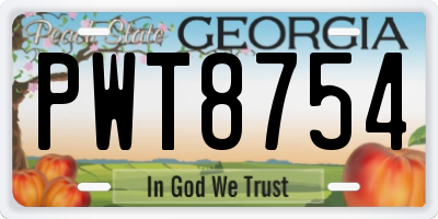 GA license plate PWT8754