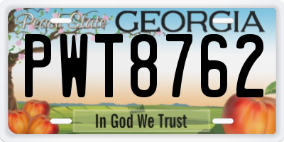 GA license plate PWT8762