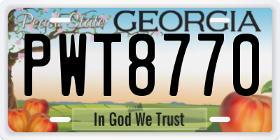 GA license plate PWT8770