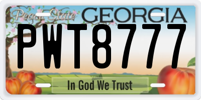 GA license plate PWT8777