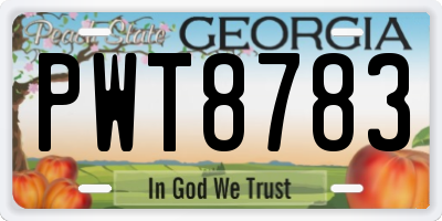 GA license plate PWT8783