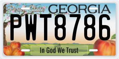 GA license plate PWT8786