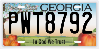 GA license plate PWT8792