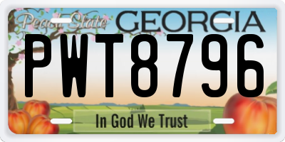 GA license plate PWT8796