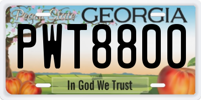 GA license plate PWT8800