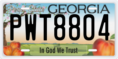 GA license plate PWT8804