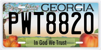 GA license plate PWT8820