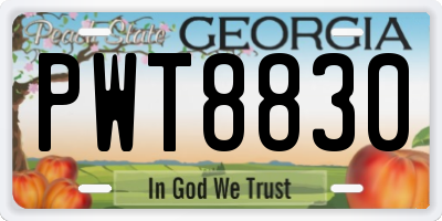 GA license plate PWT8830