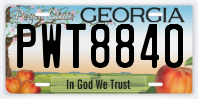 GA license plate PWT8840