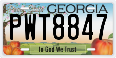 GA license plate PWT8847