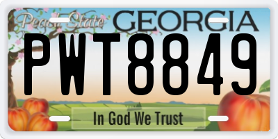 GA license plate PWT8849