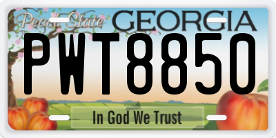 GA license plate PWT8850