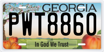 GA license plate PWT8860