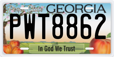 GA license plate PWT8862