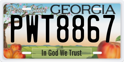 GA license plate PWT8867