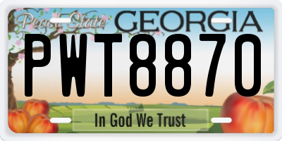 GA license plate PWT8870