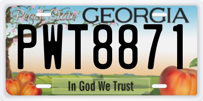 GA license plate PWT8871