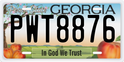 GA license plate PWT8876