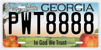 GA license plate PWT8888