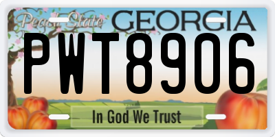 GA license plate PWT8906