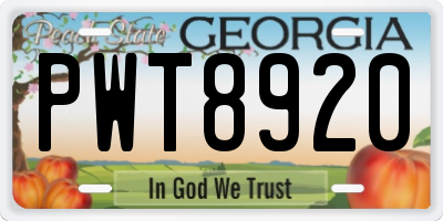 GA license plate PWT8920