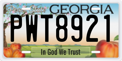 GA license plate PWT8921
