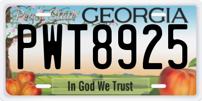 GA license plate PWT8925