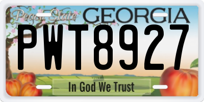 GA license plate PWT8927