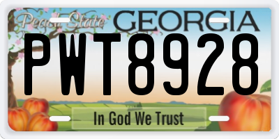 GA license plate PWT8928