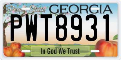 GA license plate PWT8931