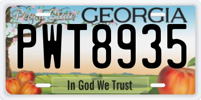 GA license plate PWT8935