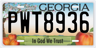 GA license plate PWT8936