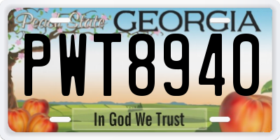 GA license plate PWT8940