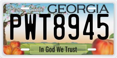 GA license plate PWT8945