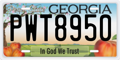 GA license plate PWT8950