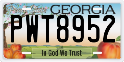 GA license plate PWT8952