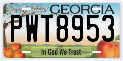 GA license plate PWT8953