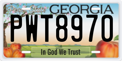 GA license plate PWT8970