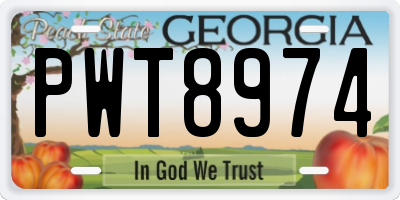 GA license plate PWT8974